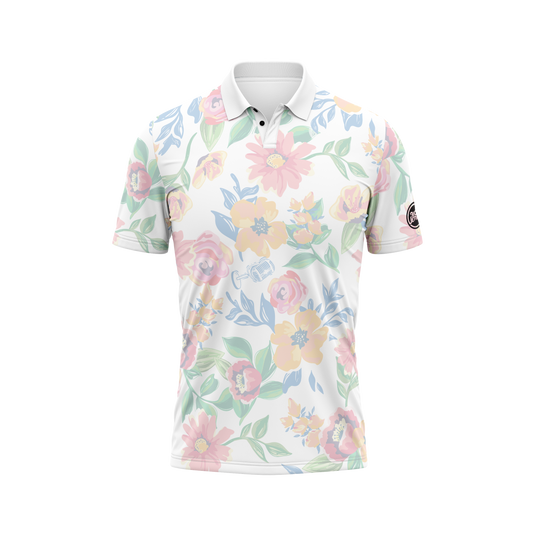 Diameter Apparel: Big Jerm Grandmas Curtains Disc Golf Polo White