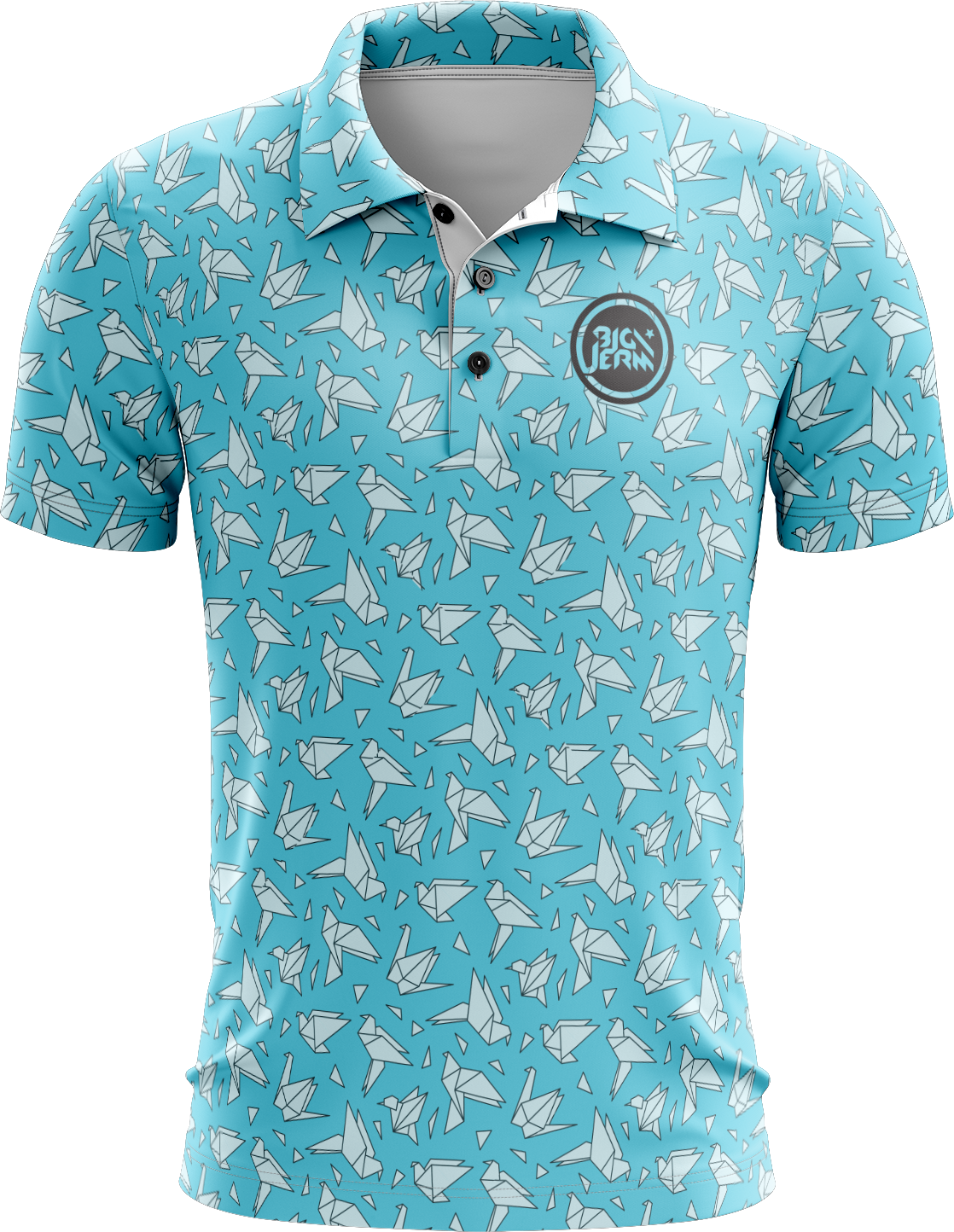 Diameter Apparel: Big Jerm Origami Disc Golf Polo Blue