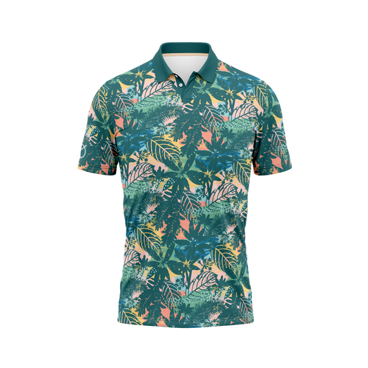 Diameter Apparel Men's Sunset Leaf Disc Golf Polo Green