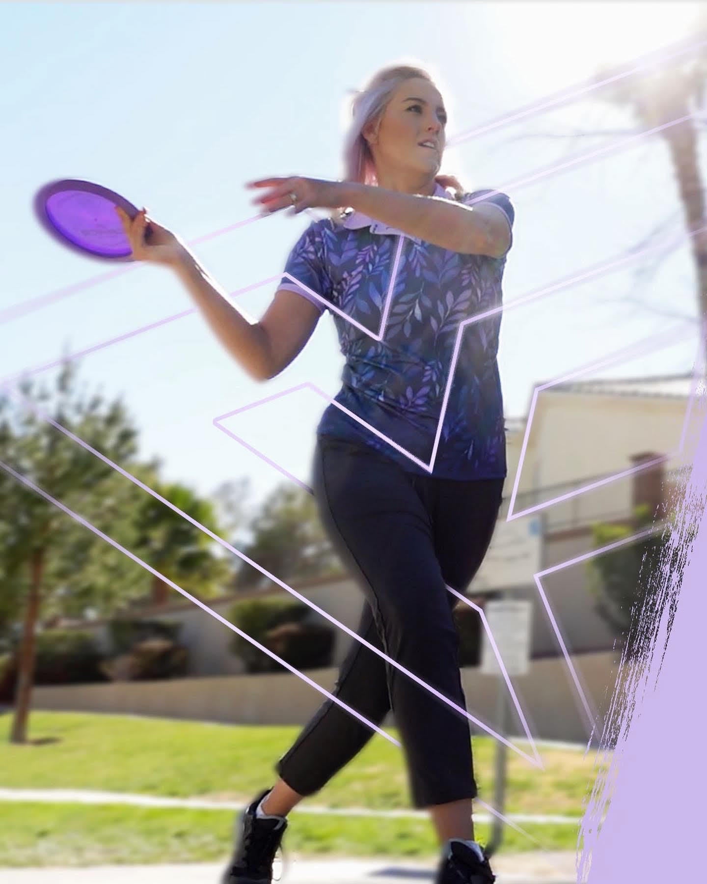 Chantel Budinsky miss frisbees throwing a forehand drive during play at an Elite Series Disc Golf Pro Tour event
