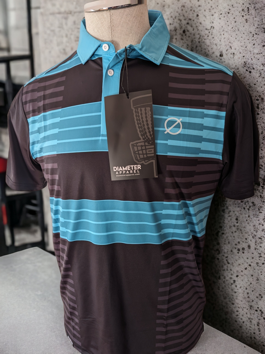 Diameter Apparel Men's 3rd Line Disc Golf Polo - Black and Teal